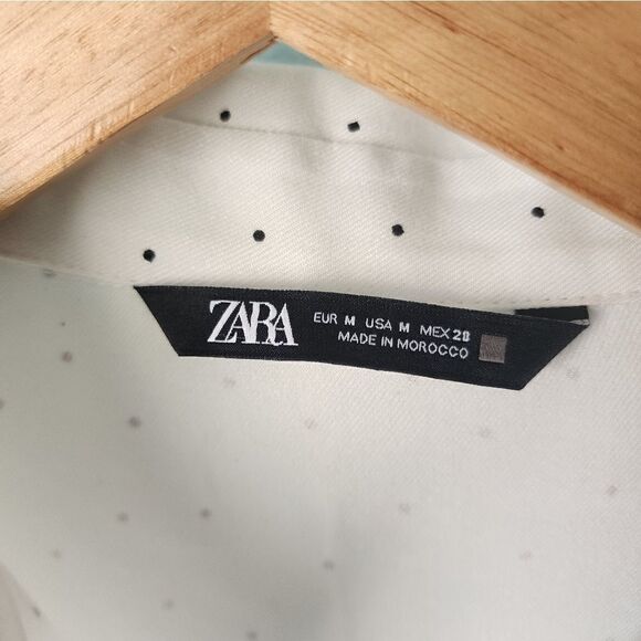 Zara front pockets button down polka-dot shirt blouse - Picture 3 of 7